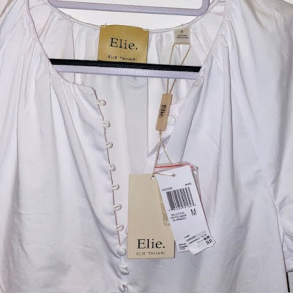 Elie by Elie Tahari White Blouse Size M NWT - Picture 3 of 4